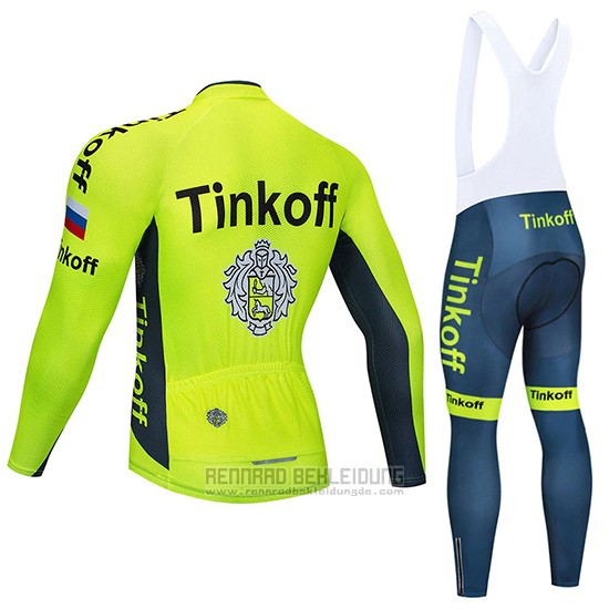 2020 Fahrradbekleidung Tinkoff Gelb Trikot Langarm und Tragerhose